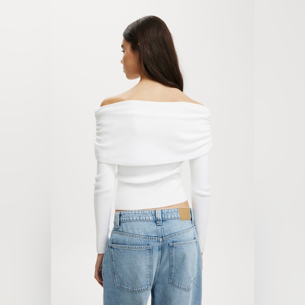 Everfine Rib Ruched Off Shoulder - Picture 2 of 6